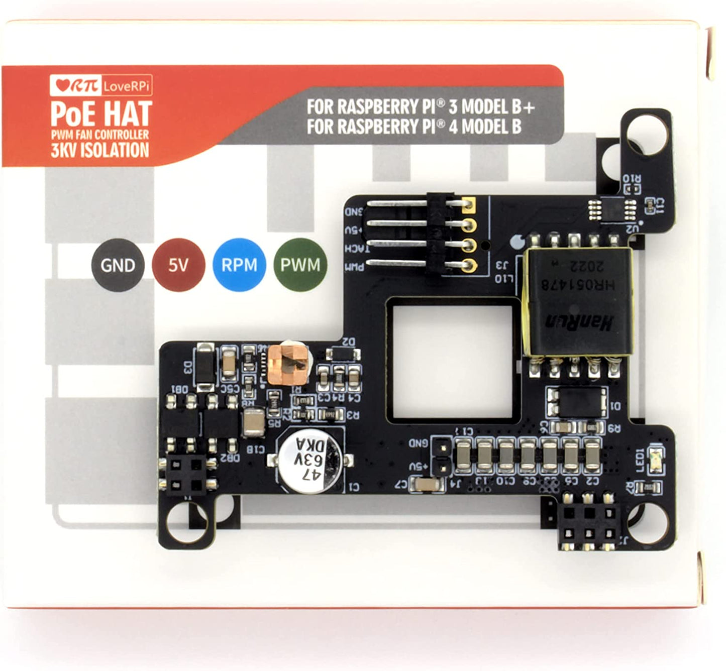 LoveRPi PoE HAT with PWM Fan Controller for Raspberry Pi